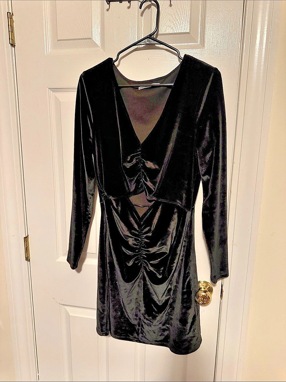 Abercrombie & Fitch Velvet Long Sleeve Cutout Mini Dress Black Large